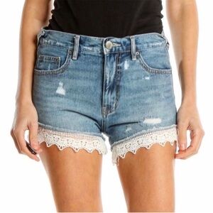 Free People- Denim Lace Trim Women Shorts